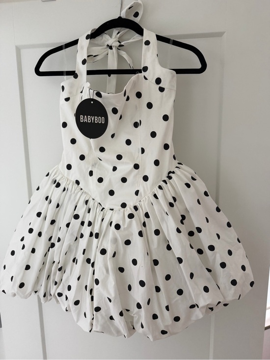 Babyboo Fashion Dresses & Skirts - White Polka Dot Halter Mini Dress